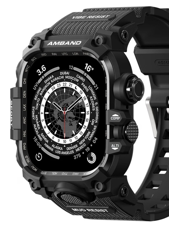 amband Other - Amband M3 Series 49mm Black Protective Smartwatch Case for Apple Watch